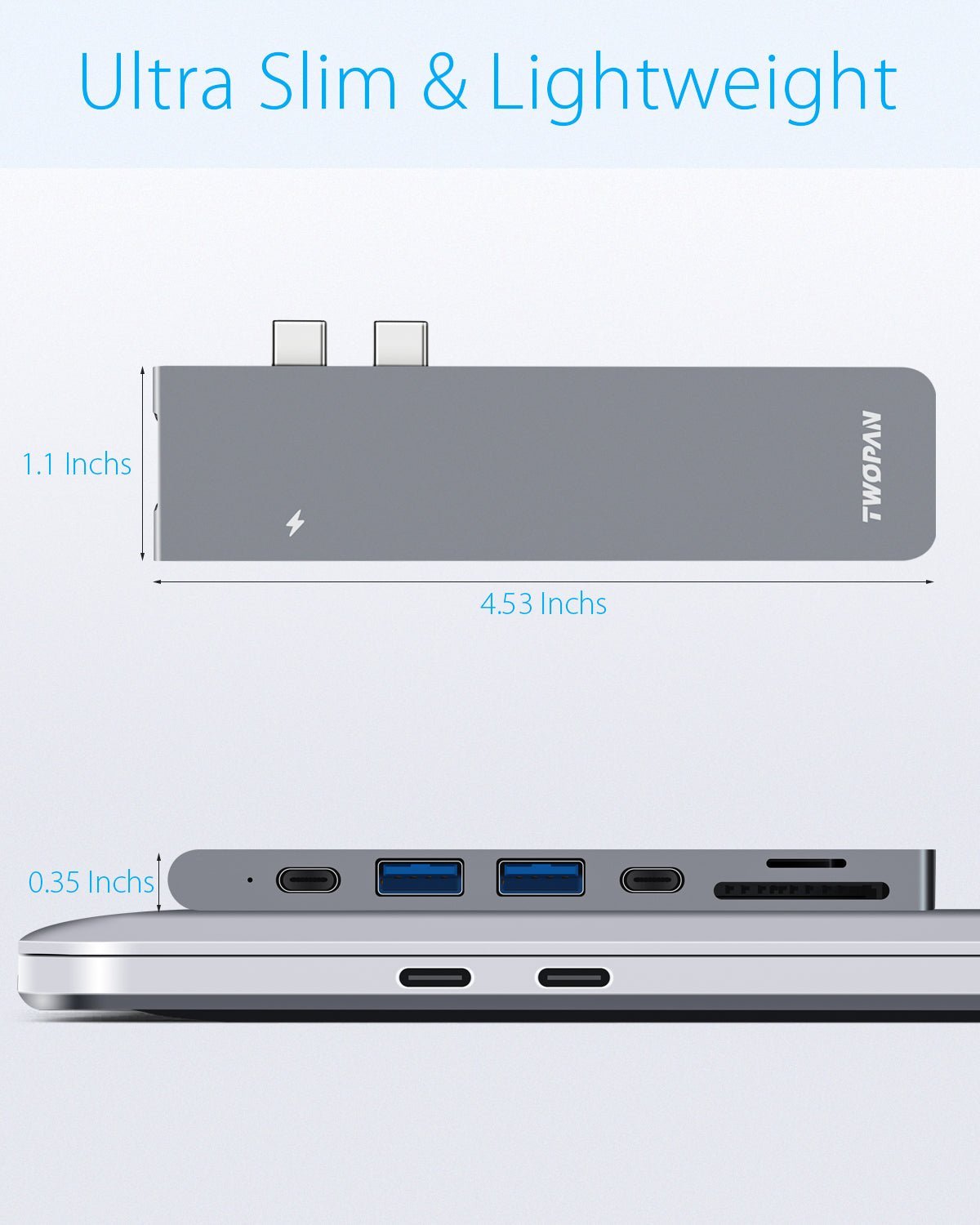 Twopan 7 - in - 2 USB - C Hub for MacBook Pro & Air 4K HDMI PD Charging, USB 3.0, SD/TF Card Reader - Twopan SSD