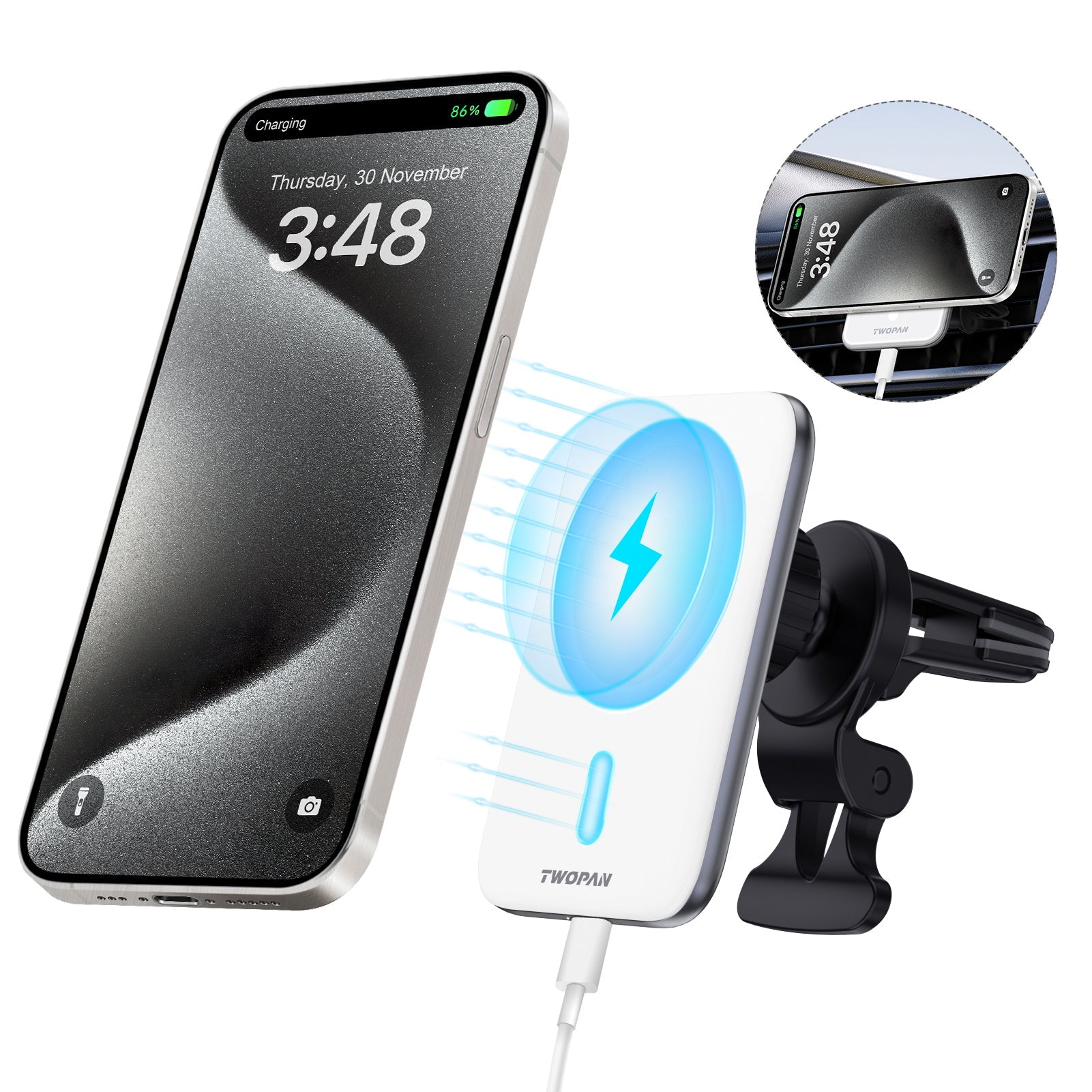 Twopan Magnetic Wireless Car Charger with Magsafe - Twopan SSD