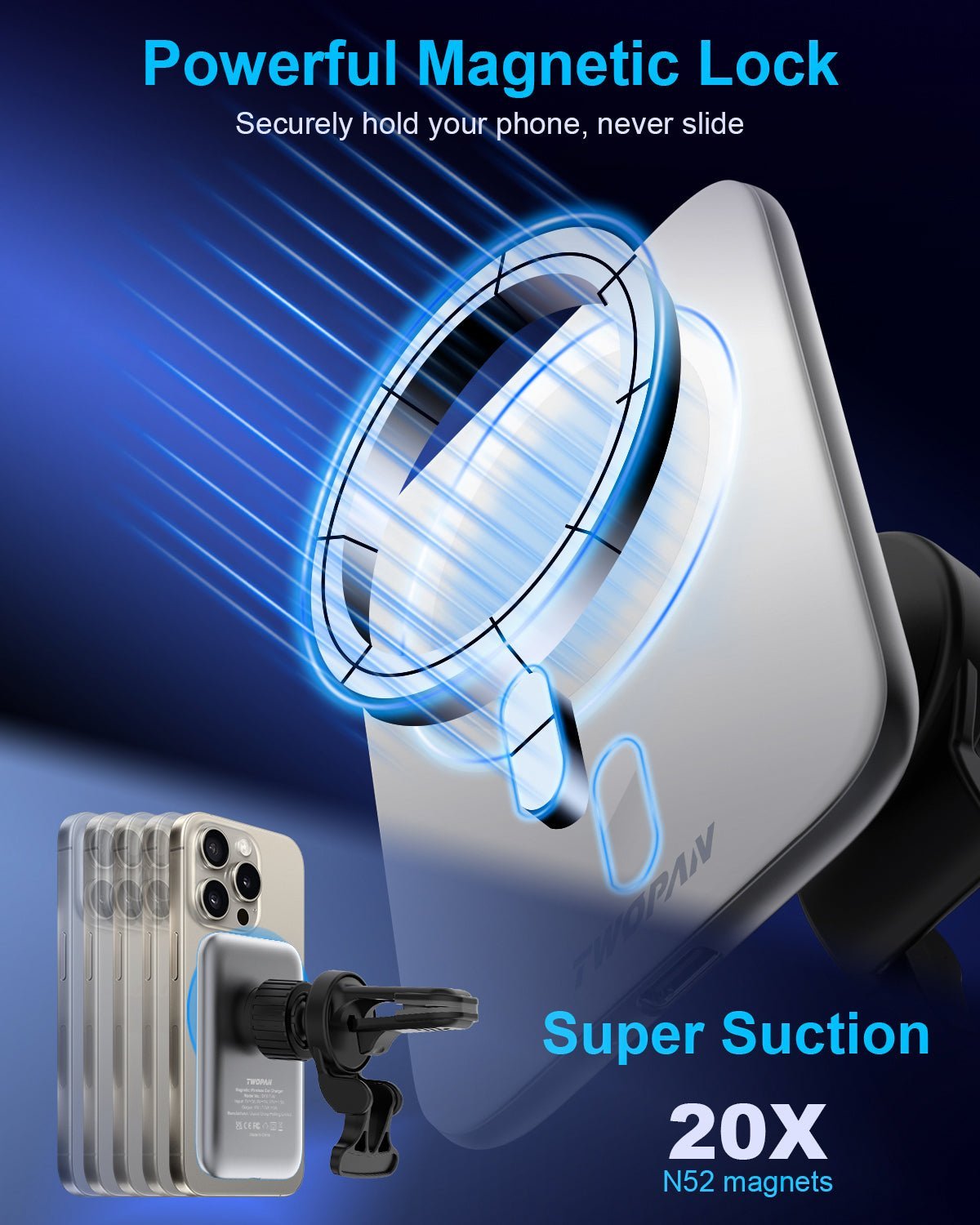 Twopan Magnetic Wireless Car Charger with Magsafe - Twopan SSD