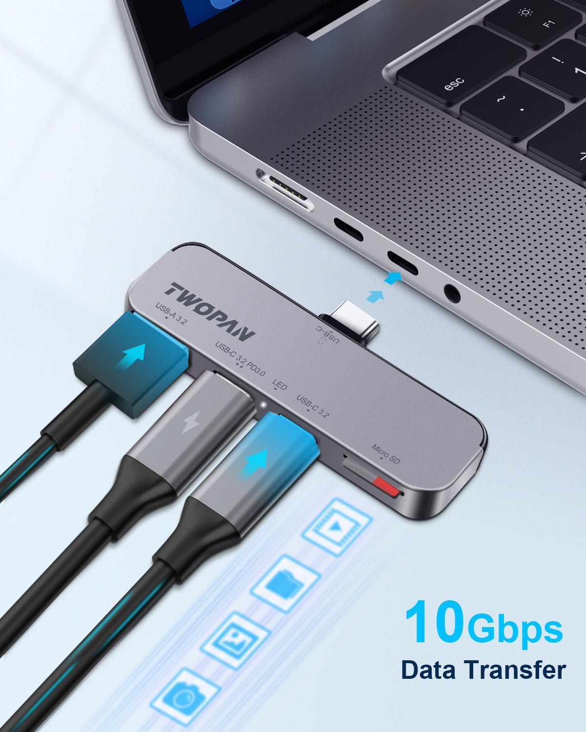 Twopan 4 - in - 1 USB - C Hub for iPhone 16 15 Aluminum Case with Dual USB - C, Micro SD & USB - A Ports - Twopan SSD