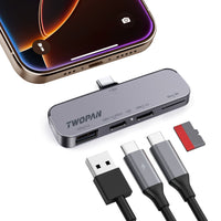 Twopan 4 - in - 1 USB - C Hub for iPhone 16 15 Aluminum Case with Dual USB - C, Micro SD & USB - A Ports - Twopan SSD