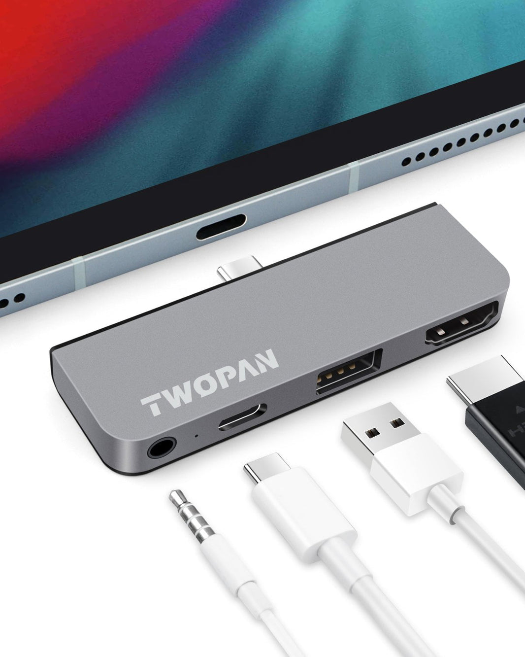 Twopan 4 - in - 1 USB - C Hub with 4K HDMI, USB - C PD Charging & 3.5mm Audio Jack – Compatible for iPad Pro 2021 M1 (12.9"), iMac 24", MacBook Pro 14"/16" M2 Pro/Max - Twopan SSD