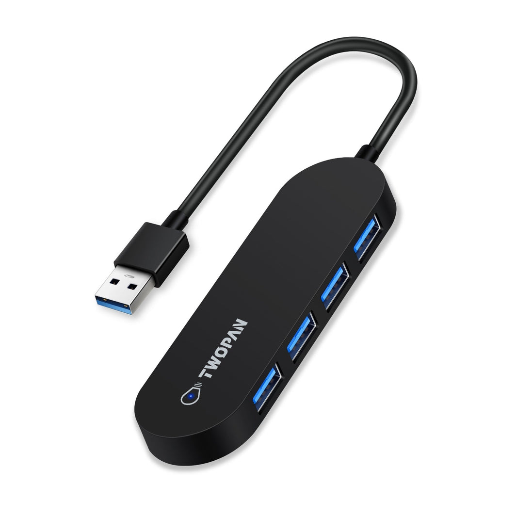 Twopan 4 - Port USB 3.0 Hub – Ultra - Slim Multiport Adapter for Laptop, Desktop, Mac, Surface Pro, XPS - Twopan SSD