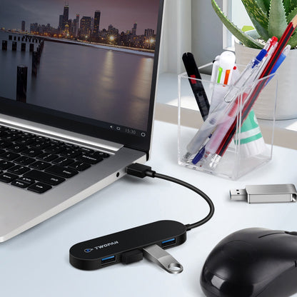 Twopan 4 - Port USB 3.0 Hub – Ultra - Slim Multiport Adapter for Laptop, Desktop, Mac, Surface Pro, XPS - Twopan SSD