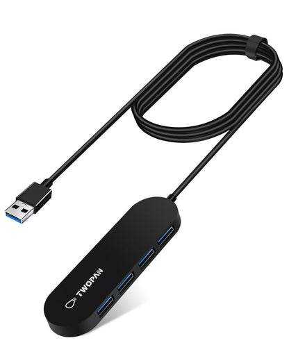 Twopan 4 - Port USB 3.0 Hub – Ultra - Slim Multiport Adapter for Laptop, Desktop, Mac, Surface Pro, XPS - Twopan SSD