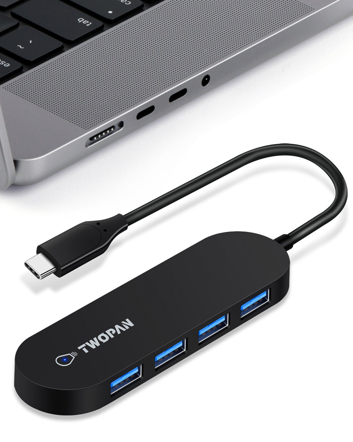 Twopan 4 - Port USB 3.0 Hub – Ultra - Slim Multiport Adapter for Laptop, Desktop, Mac, Surface Pro, XPS - Twopan SSD