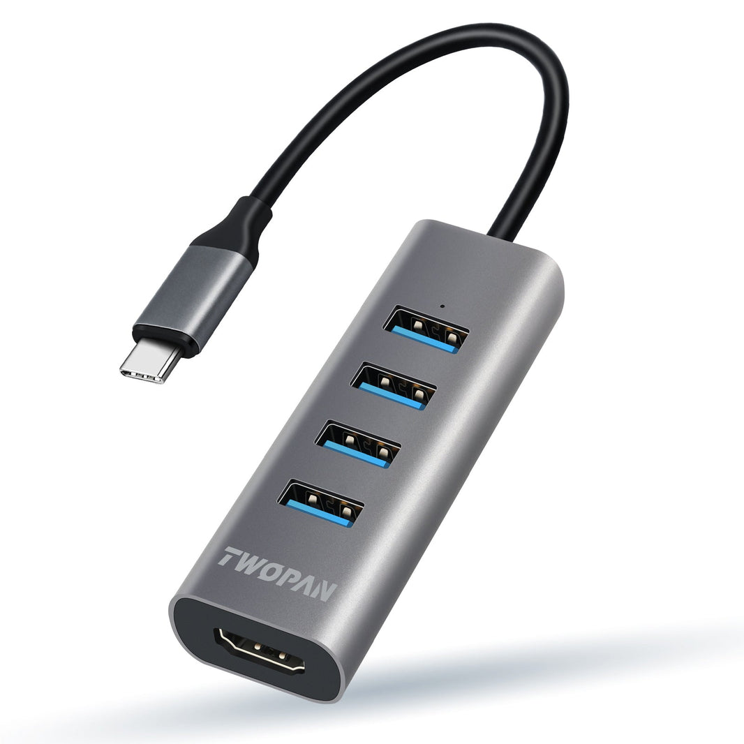 Twopan 5 - in - 1 USB - C Hub with 4K HDMI & 4 USB 3.0 Ports for Laptop, MacBook Pro/Air, iMac, iPad, Pixelbook, ThinkPad, XPS & USB - C Devices - Twopan SSD