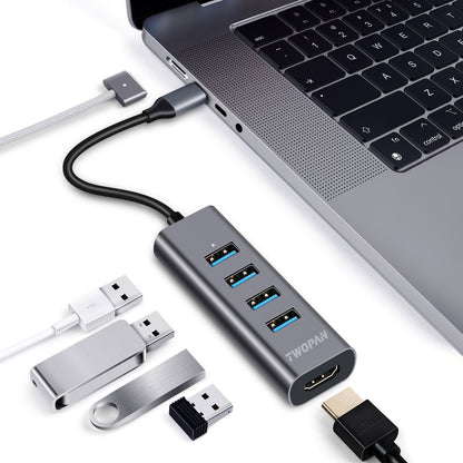 Twopan 5 - in - 1 USB - C Hub with 4K HDMI & 4 USB 3.0 Ports for Laptop, MacBook Pro/Air, iMac, iPad, Pixelbook, ThinkPad, XPS & USB - C Devices - Twopan SSD