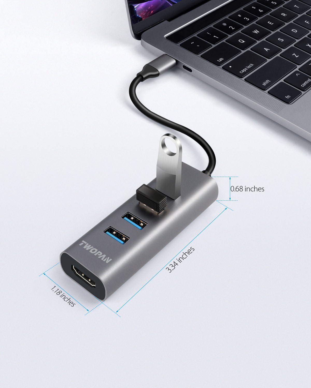 Twopan 5 - in - 1 USB - C Hub with 4K HDMI & 4 USB 3.0 Ports for Laptop, MacBook Pro/Air, iMac, iPad, Pixelbook, ThinkPad, XPS & USB - C Devices - Twopan SSD