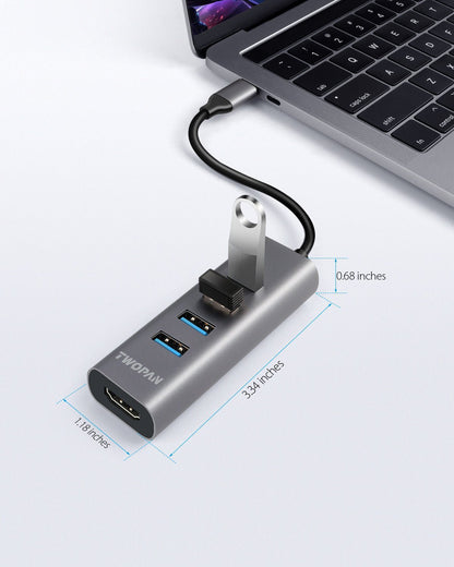 Twopan 5 - in - 1 USB - C Hub with 4K HDMI & 4 USB 3.0 Ports for Laptop, MacBook Pro/Air, iMac, iPad, Pixelbook, ThinkPad, XPS & USB - C Devices - Twopan SSD