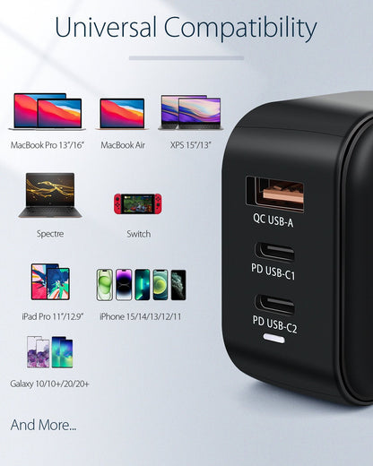 Twopan 65W USB - C GaN Charger 2 USB - C and 1 USB - A Ports - Twopan SSD