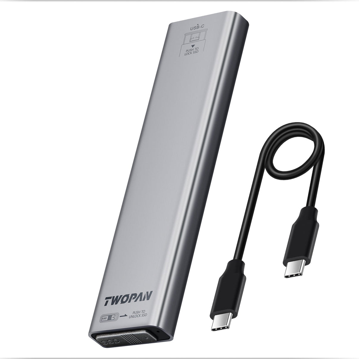 Twopan Aluminum M.2 NVMe & SATA SSD Enclosure Tool - Free USB 3.2 Gen 2 (10Gbps) for 2230/2242/2260/2280, Compatible with iPhone 16/15, MacBook, iMac & More - Twopan SSD