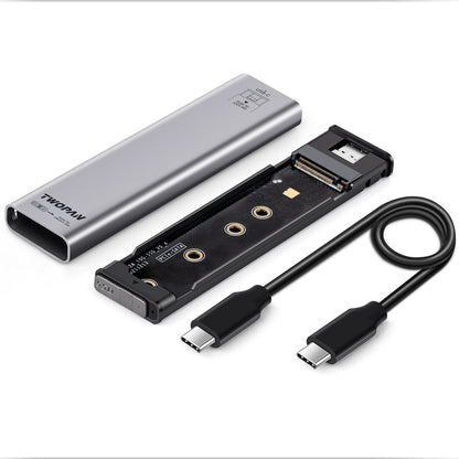 Twopan Aluminum M.2 NVMe & SATA SSD Enclosure Tool - Free USB 3.2 Gen 2 (10Gbps) for 2230/2242/2260/2280, Compatible with iPhone 16/15, MacBook, iMac & More - Twopan SSD