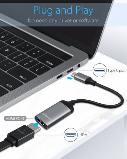 Twopan USB - C to HDMI Adapter 4K 60Hz – High - Resolution USB Type - C to HDMI Cable for MacBook Pro/Air, iMac, iPad Pro, XPS, Yoga, EliteBook, Chromebook, Galaxy & More - Twopan SSD