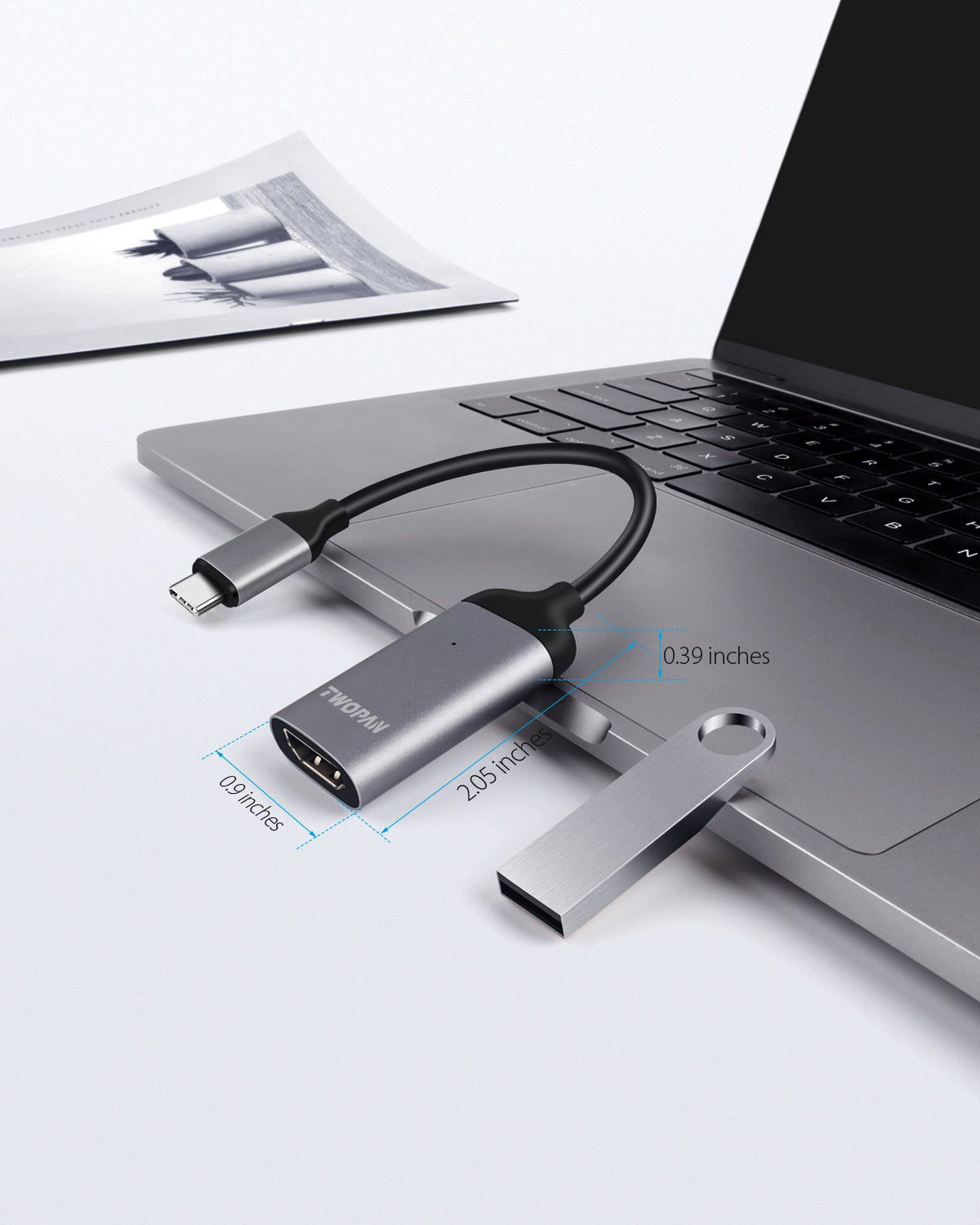 Twopan USB - C to HDMI Adapter 4K 60Hz – High - Resolution USB Type - C to HDMI Cable for MacBook Pro/Air, iMac, iPad Pro, XPS, Yoga, EliteBook, Chromebook, Galaxy & More - Twopan SSD